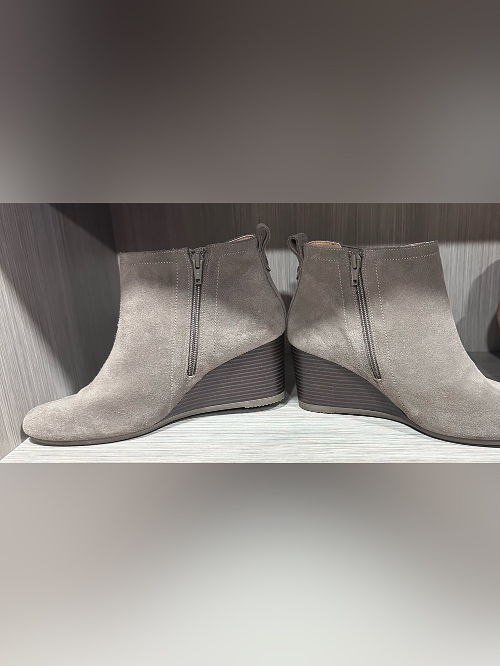Vionic Gray Suede Wedge Ankle Booties NWOT - Never Worn!